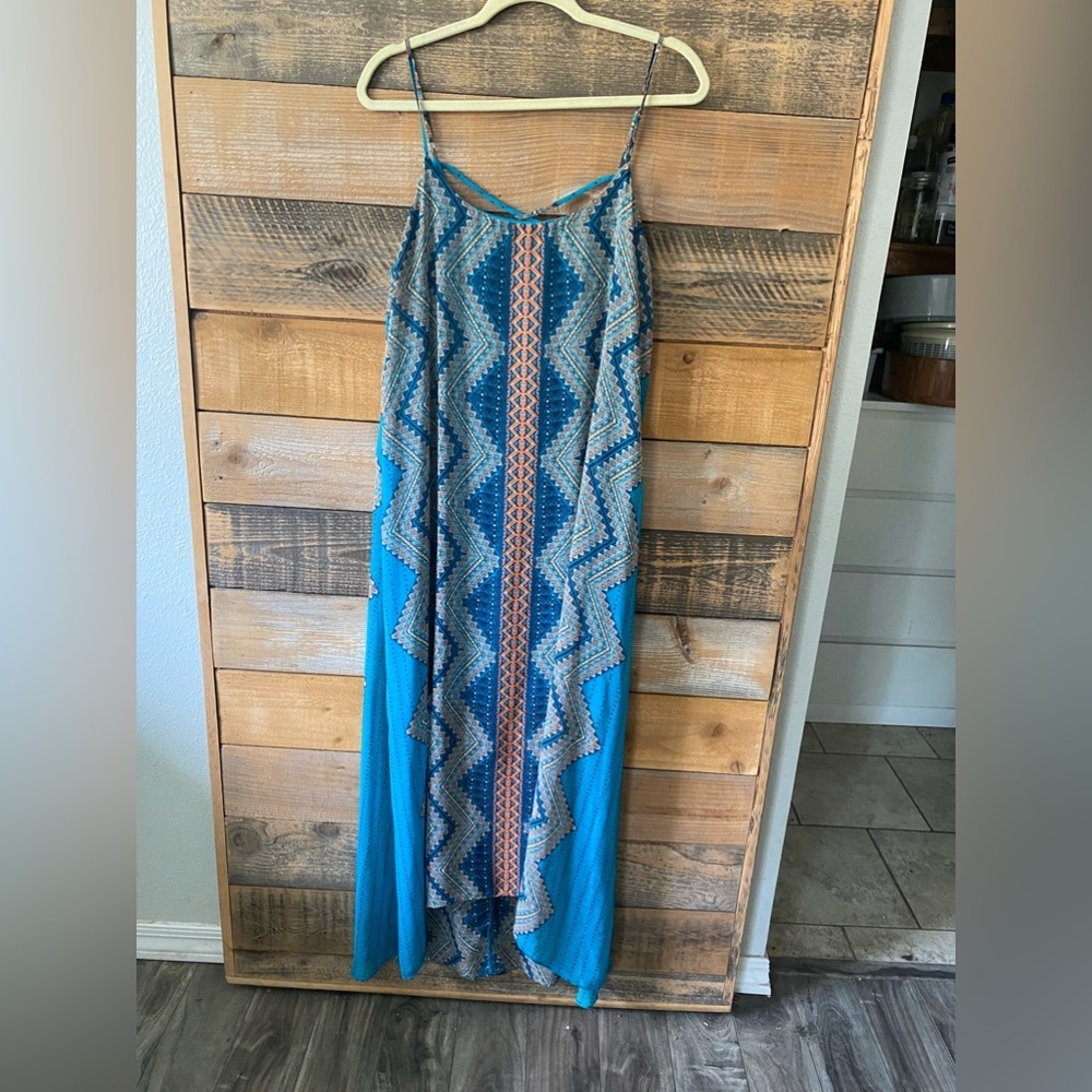 Bisou Bisou Hi Low Cross Back Maxi Dress Size 8